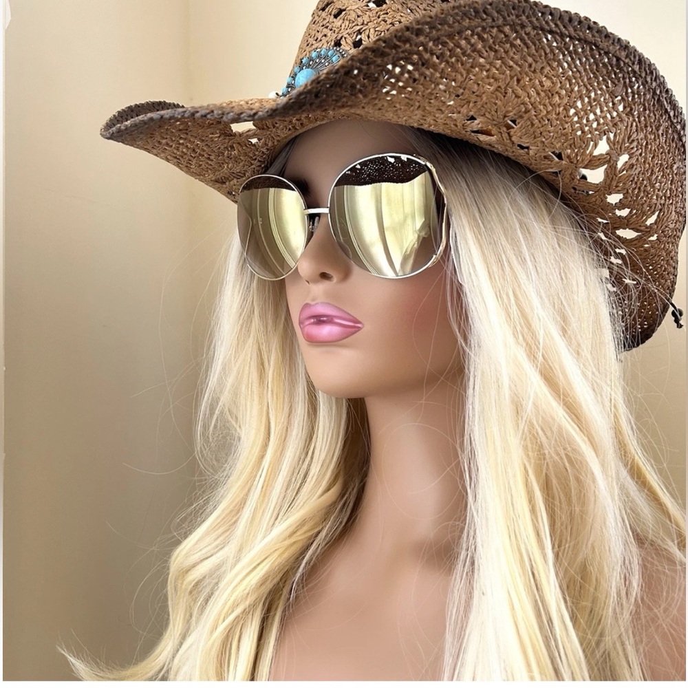 Sam Edelman Oversized Vented Gold Tone Frame Gold Mirror Lens Sunglasses NWT